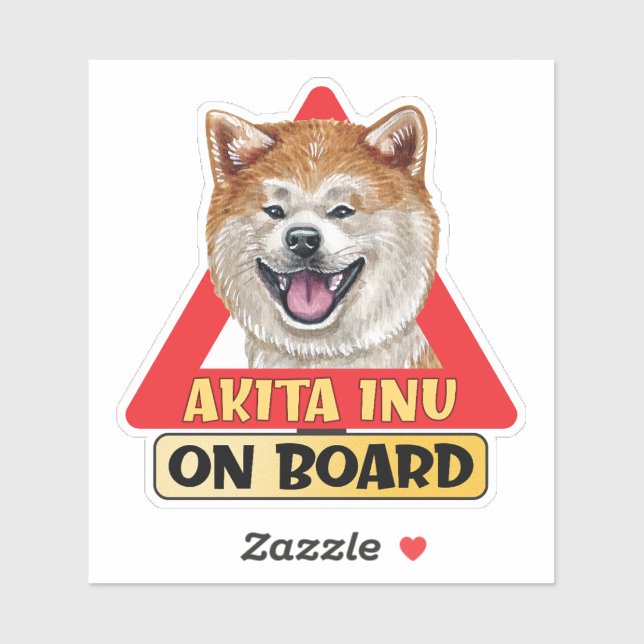 Sticker Akita Inu À Bord Chien Rouge Triangle Code De Rout (Feuille)