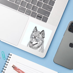 Sticker Alaskan Klee Kai Peinture - Cute Original Chien Ar