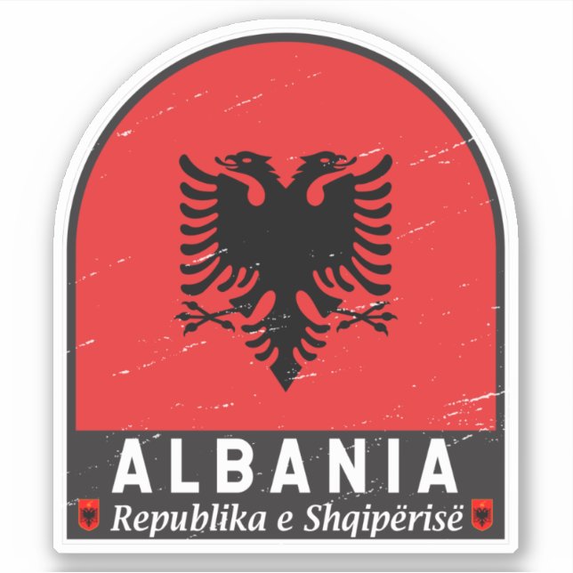 Sticker Albanie - Emblème du drapeau (Devant)