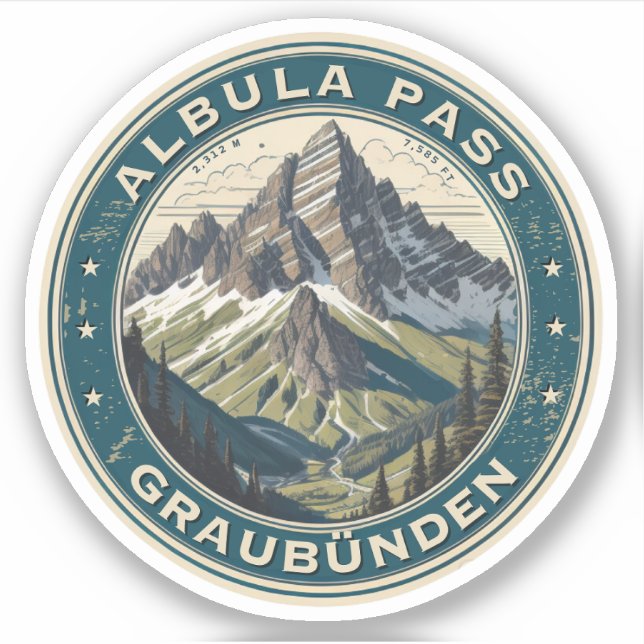 Sticker Albula col alpes suisses montagnes (Devant)