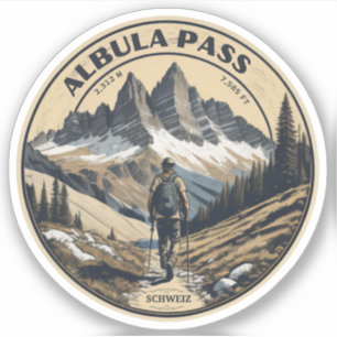 Sticker Albula col alpes suisses randonnée