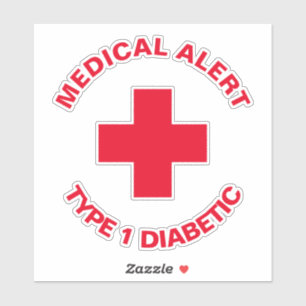 Sticker Alerte Médicale personnalisée rouge diabétique
