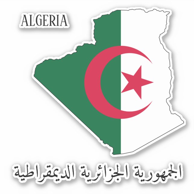 Sticker Algérie Carte du drapeau patriotique (Devant)