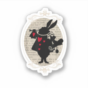 Sticker Alice au Pays des Merveilles Lapin Blanc Livre Anc