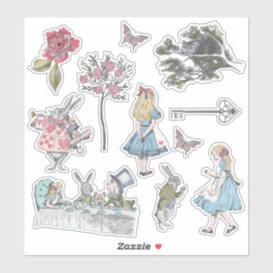 Sticker Alice In Wonderland Vintage Histoire Caractères
