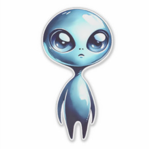 Sticker Alien brillant bleu