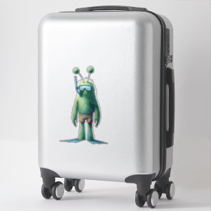 Sticker Alien de plongée avec tuba vert