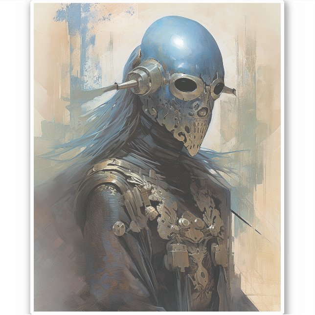 Sticker Alien de science-fiction portant un masque casque (Devant)