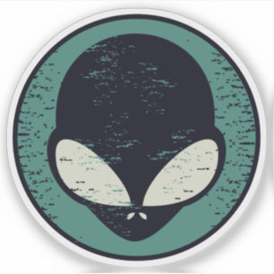 Sticker Alien Face Vert Alien Martian Head