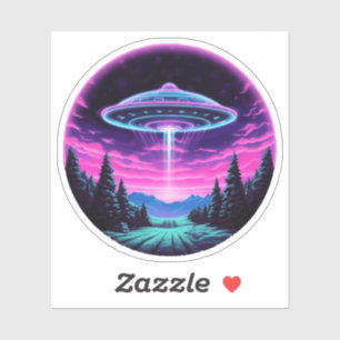Sticker Alien vaisseau spatial rétro futuriste