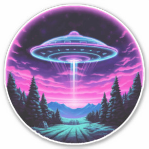Sticker Alien vaisseau spatial rétro futuriste