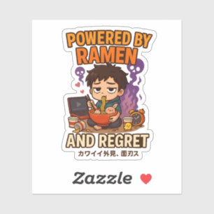Sticker Alimenté par des ramen et des regrets