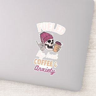 Sticker Alimenté Par Le Café Glacé Et L'Anxiété