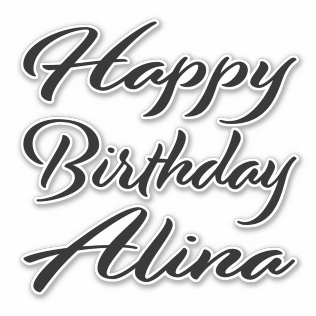 Sticker Alina Nom Prénom Anniversaire de la Broderie noire (Devant)