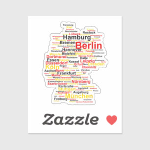 Sticker Allemagne Carte Silhouette Villes Drapeau Berlin T