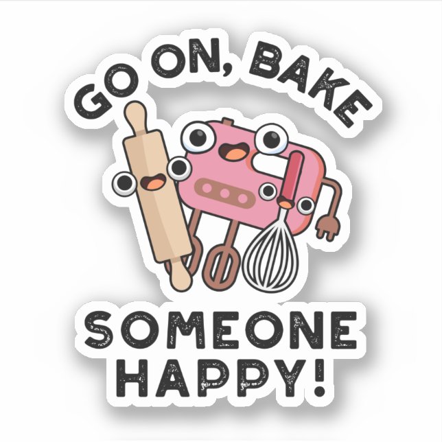 Sticker Aller Sur Cuire Quelqu'Un Joyeux Boulanger Outils  (Devant)