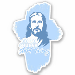 Sticker Allez À L'Église... ! Jésus-Christ. Christian Prea