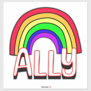 Sticker Allié LGBTQIA+ Arc-en-ciel mignon de soutien de