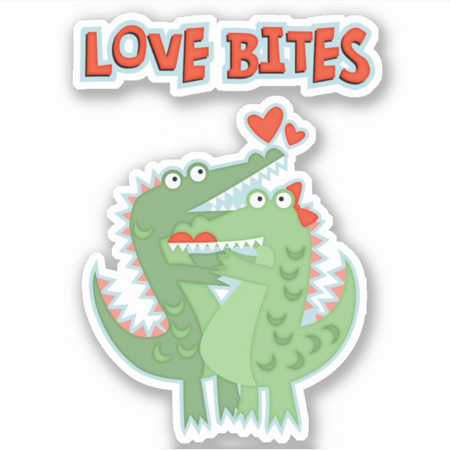 Sticker Alligator Love Bites Valentine (Devant)