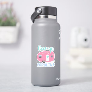 Sticker Allons-y Glamping Girly Camp Nom fête d'anniversai