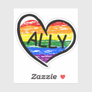 Sticker Ally pour LGBTQ+ Coeur tiré main