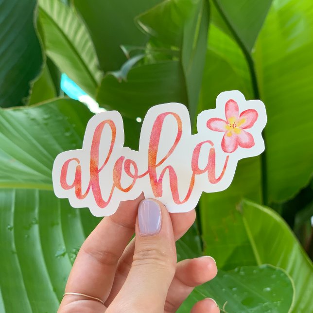 Sticker Aloha Citation Hawaii Aquarelle Tropical (Créateur téléchargé)