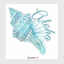 Sticker Aloha Hawaii Turquoise Conch Shell