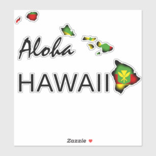 STICKER ALOHA - KANAKA MAOLI HAWAII ÎLES NOIR