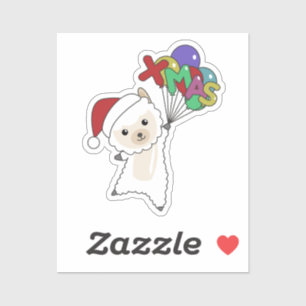 Sticker Alpaca Joyeux Noël Animaux d'hiver Alpacas Stic