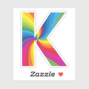 Sticker Alphabet arc-en-ciel coloré mignon K
