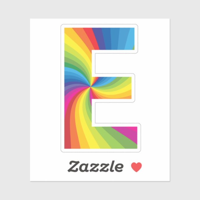 Sticker Alphabet arc-en-ciel couleur mignon E (Feuille)