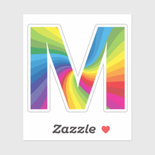 Sticker Alphabet arc-en-ciel couleur mignon M