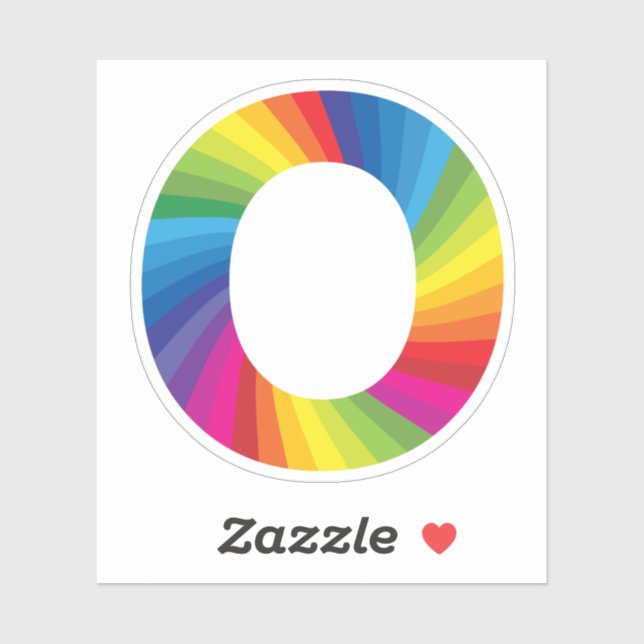 Sticker Alphabet arc-en-ciel couleur mignon O (Feuille)