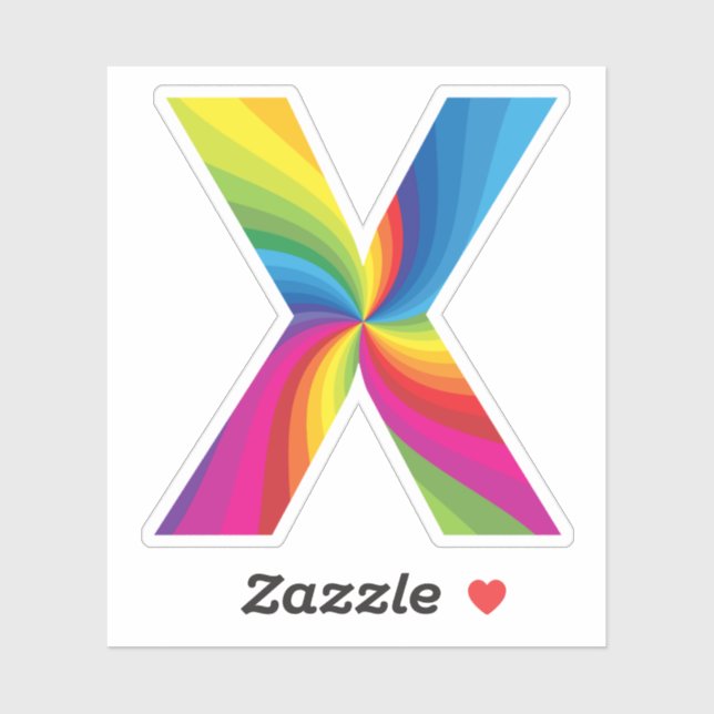 Sticker Alphabet arc-en-ciel couleur mignon X (Feuille)