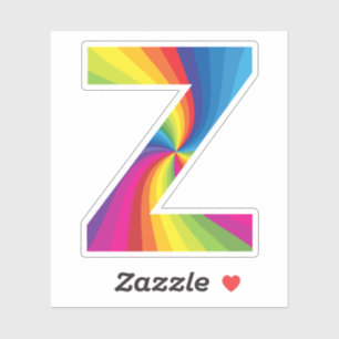 Sticker Alphabet arc-en-ciel couleur mignon Z