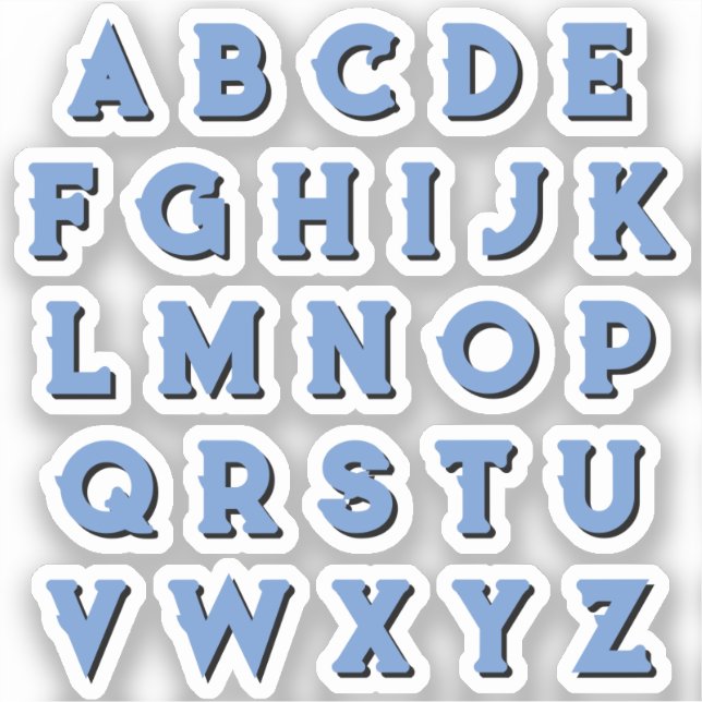 Sticker Alphabet bleu Définir Lettres Coques supérieures d (Recto)