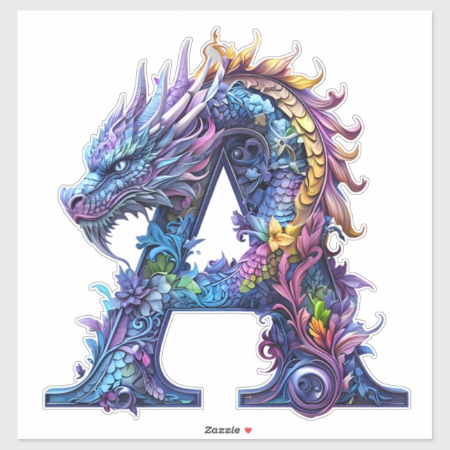 Sticker Alphabet de dragon mystique - Lettre A (Feuille)