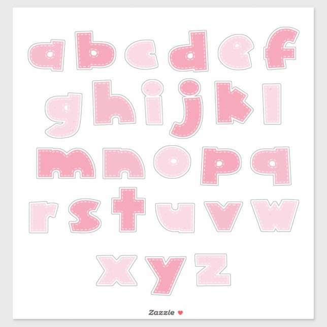 Sticker ALPHABET ROSE 'minuscule' (Feuille)