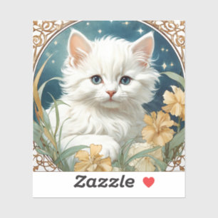 Sticker Alphonse Mucha Art Nouveau Kitten