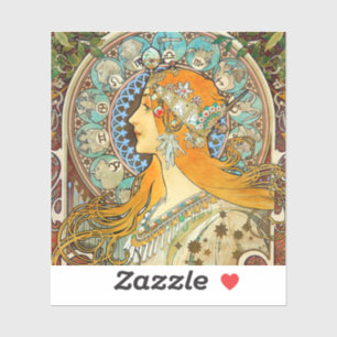 Sticker Alphonse Mucha Art Nouveau Zodiac