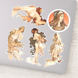 Sticker Alphonse Mucha Four Seasons et Bonus Circle