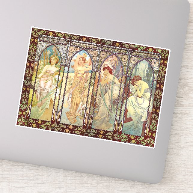 Sticker Alphonse Mucha - Les heures du jour (Détail)