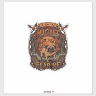 Sticker Am Night Fear Me Pug Halloween Moon_1