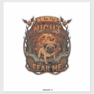 Sticker Am Night Fear Me Pug Halloween Moon_1