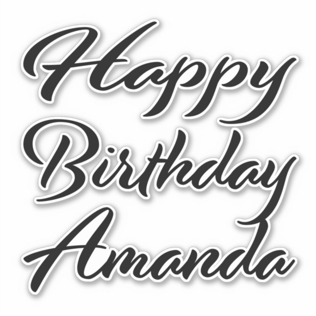 Sticker Amanda Nom Prénom Anniversaire de la Broderie noir (Devant)