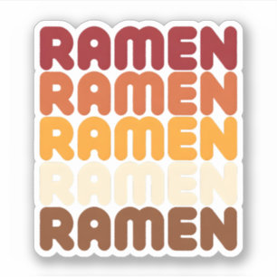 Sticker Amateur de nouilles Ramen Groovy Dégradé chaud Rét