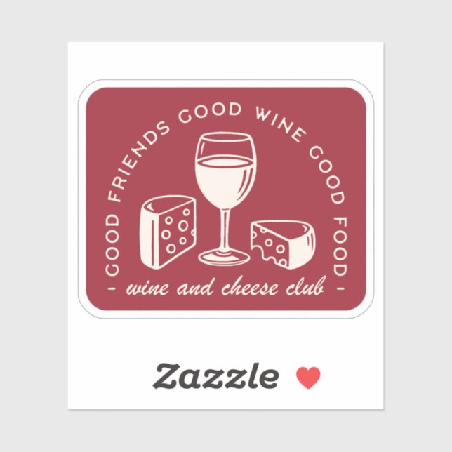 Sticker Amateur de vin rouge et de fromage esthétique (Feuille)