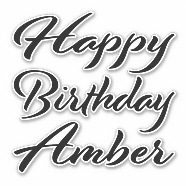 Sticker Amber Nom Prénom Anniversaire de la Broderie noire (Devant)