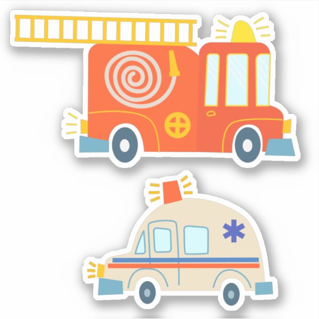 Sticker ambulance classique à échelle de sirène de camion  (Devant)