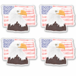 Sticker American Bald Eagle and Flag - transparent.